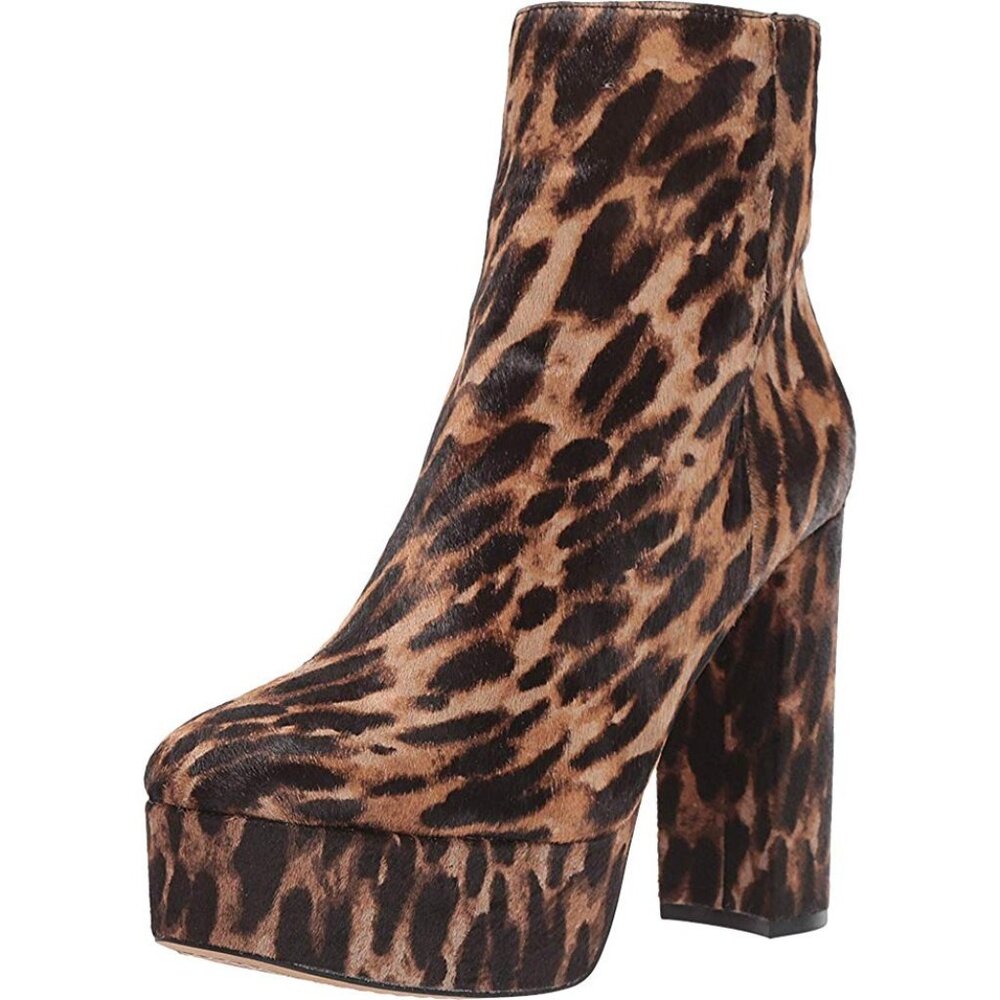 Vince Camuto Women's Leopard Print Platform Bootie Natural Size 6 NEW